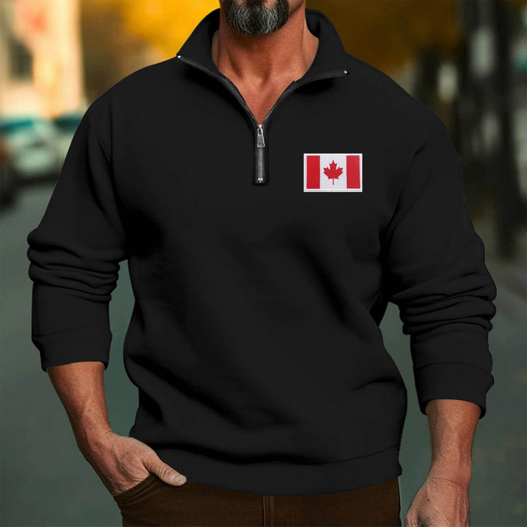 Herren Fleece-Pullover mit Halbreißverschluss und Kanada-Flagge Aliams