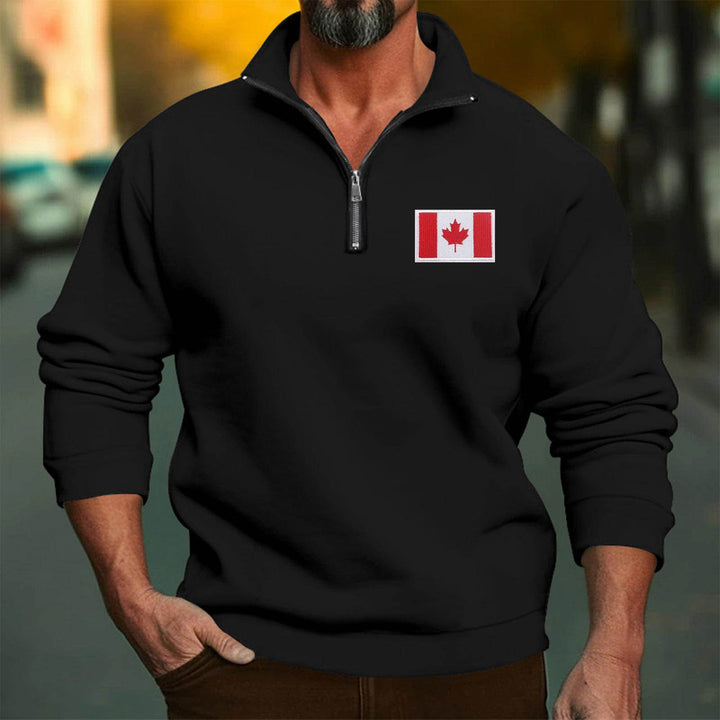 Herren Fleece-Pullover mit Halbreißverschluss und Kanada-Flagge Aliams