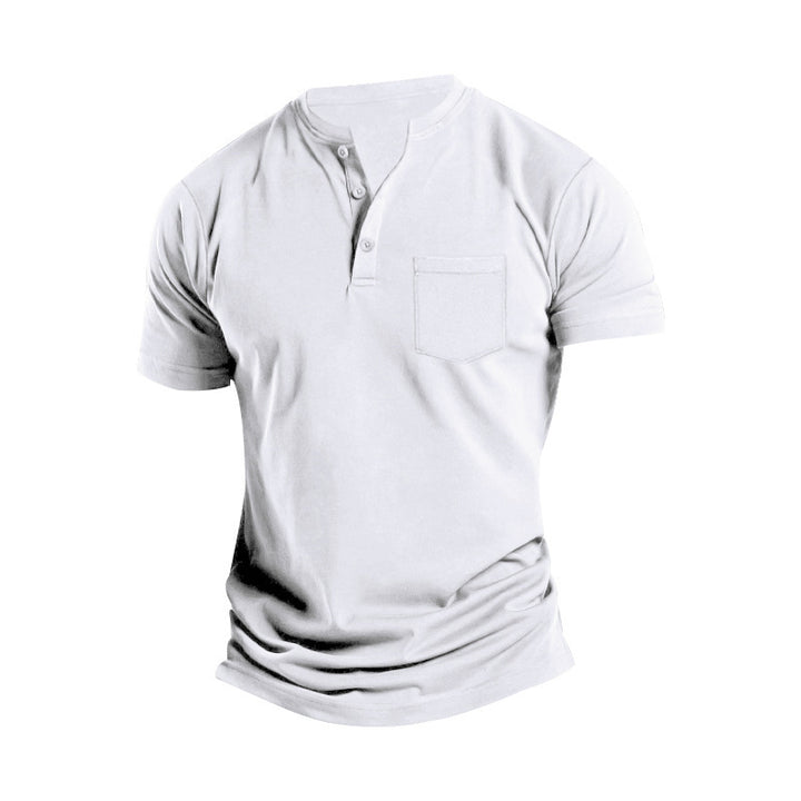 Herren Kurzarm Henley-Shirt mit praktischem Knopfdetail Aliams