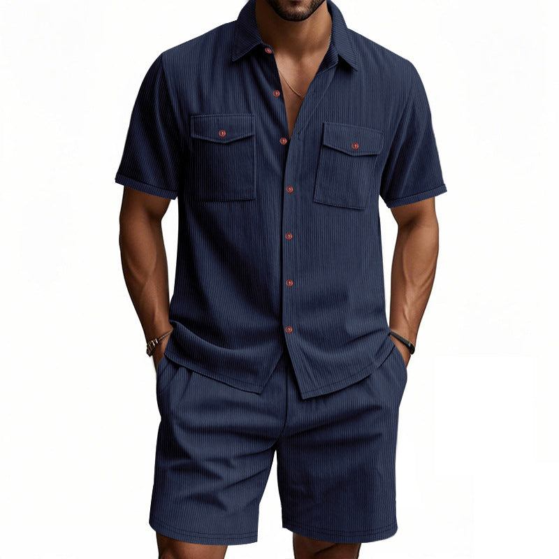 Herren Kurzarm Hemd und Shorts Set Aliams