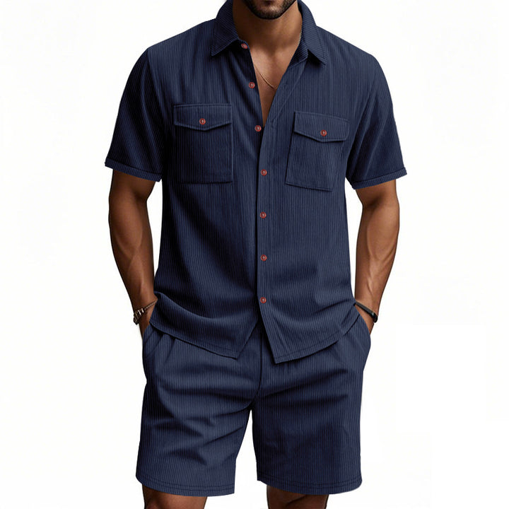 Herren Kurzarm Hemd und Shorts Set Aliams