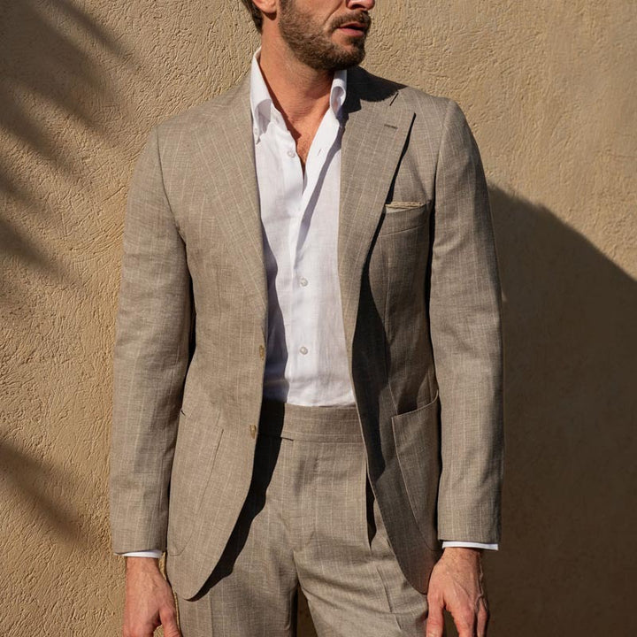 Herren eleganter Leinenanzug mit feinen Streifen Aliams