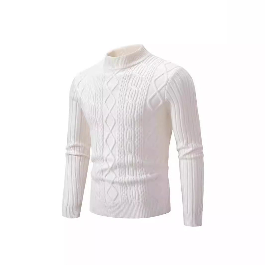 Herren Strickpullover mit Stehkragen und Kabelmuster Aliams