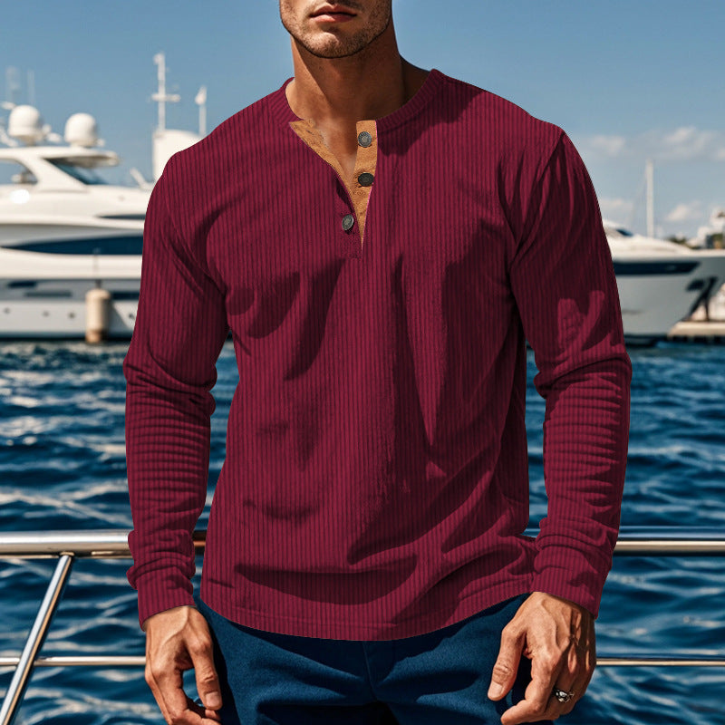 Herren Schnurloses Langarmshirt mit Knopfleiste Aliams