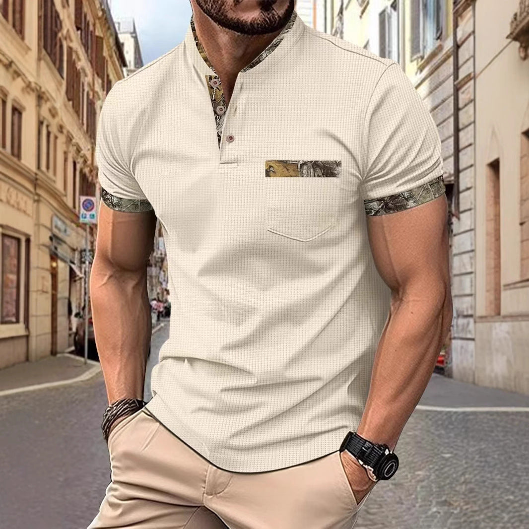 Herren Kurzarm-Hemd mit modischen Akzenten Aliams