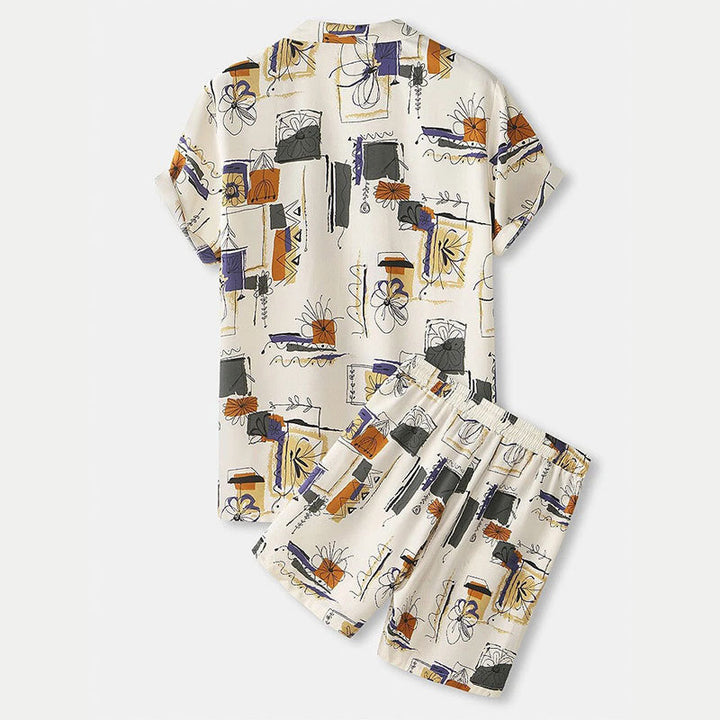 Damen modisches Kurzarm-Set mit floralem Muster Aliams