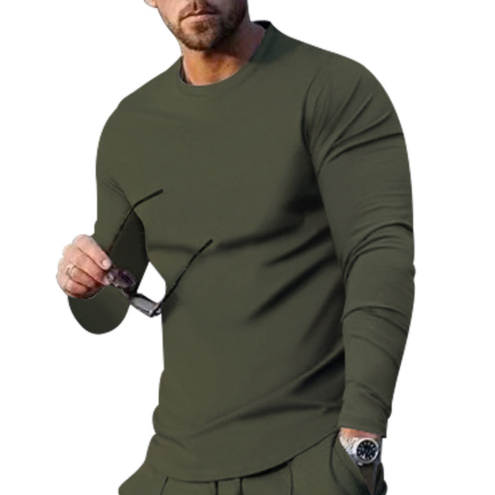 Herren hochwertiges Langarmshirt mit stylishem Rundhalsund und weicher Baumwollmischung Aliams