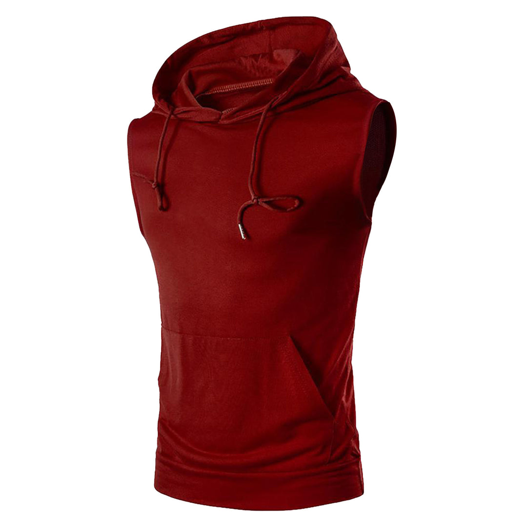 Herren ärmelloses Kapuzenshirt mit geräumiger Kängurutasche und atmungsaktiven Materialien Aliams