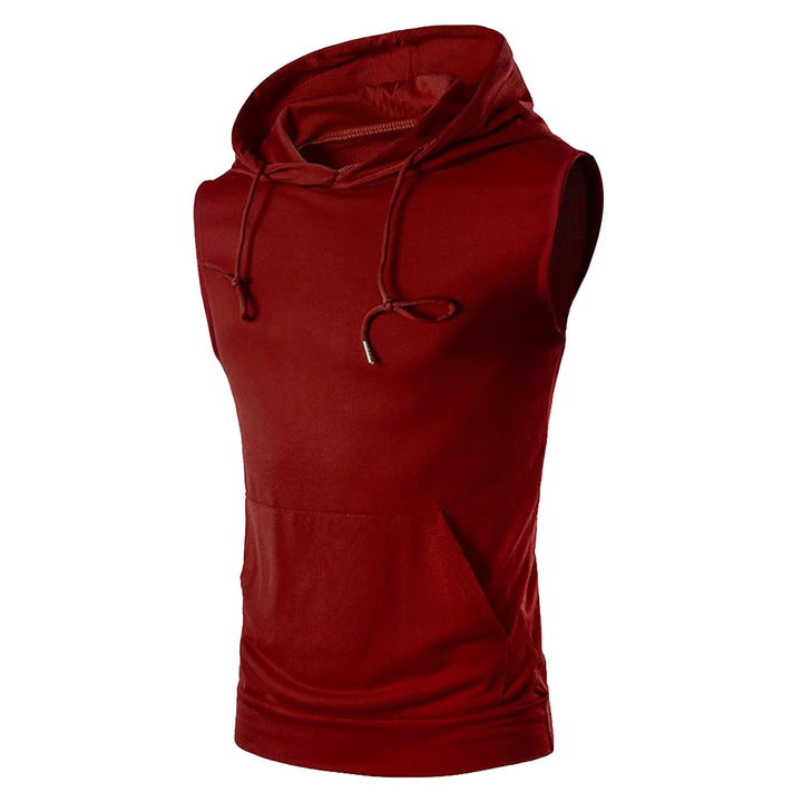 Herren ärmelloses Kapuzenshirt mit geräumiger Kängurutasche und atmungsaktiven Materialien Aliams