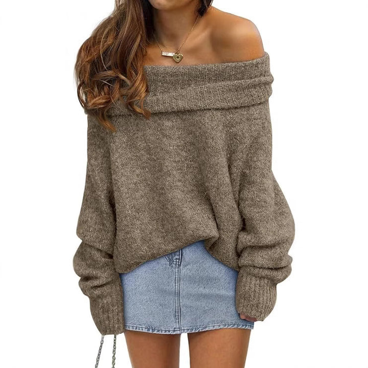 Damen Oversized Pullover mit schulterfreiem Design Aliams