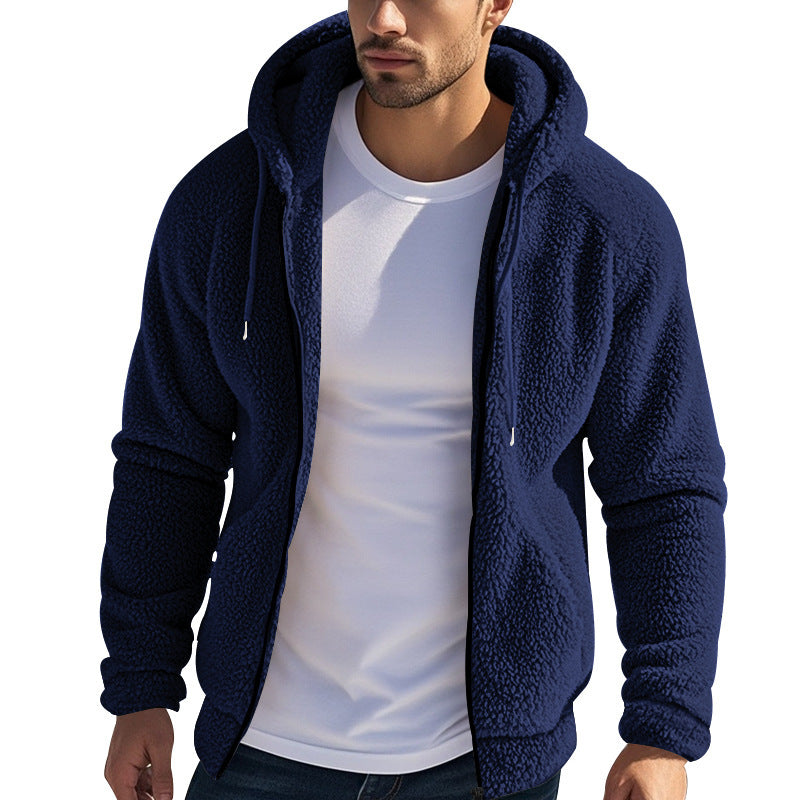 Herren Fleece-Kapuzenjacke mit weichem Material und praktischen Taschen Aliams