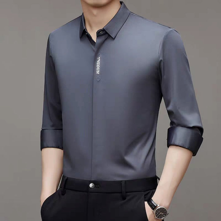 Herren elegante Langarmbluse mit modernem Stehkragen und hochwertigen Materialien Aliams