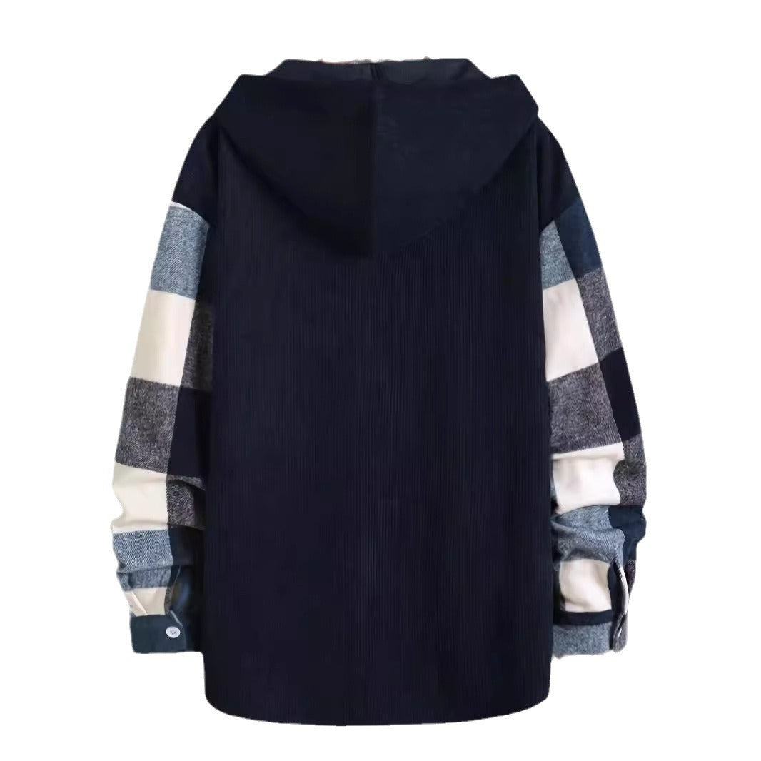 Herren kariertes Hemdjacke mit Kapuze Aliams