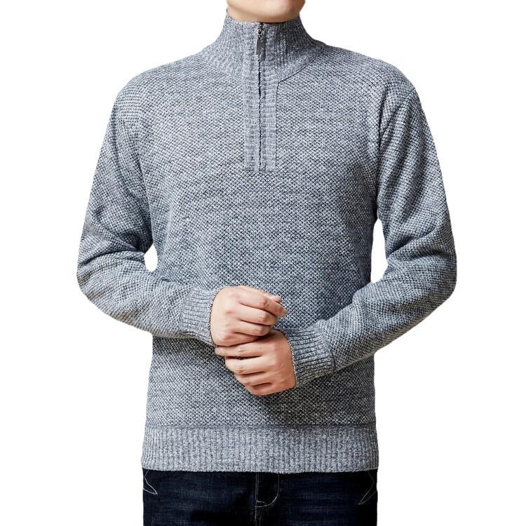 Herren Strickpullover mit modernem Stehkragen und strukturierter Oberfläche Aliams