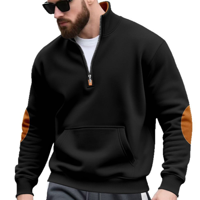 Herren Hoodie mit modischem Stehkragen und Kontrastdetails Aliams