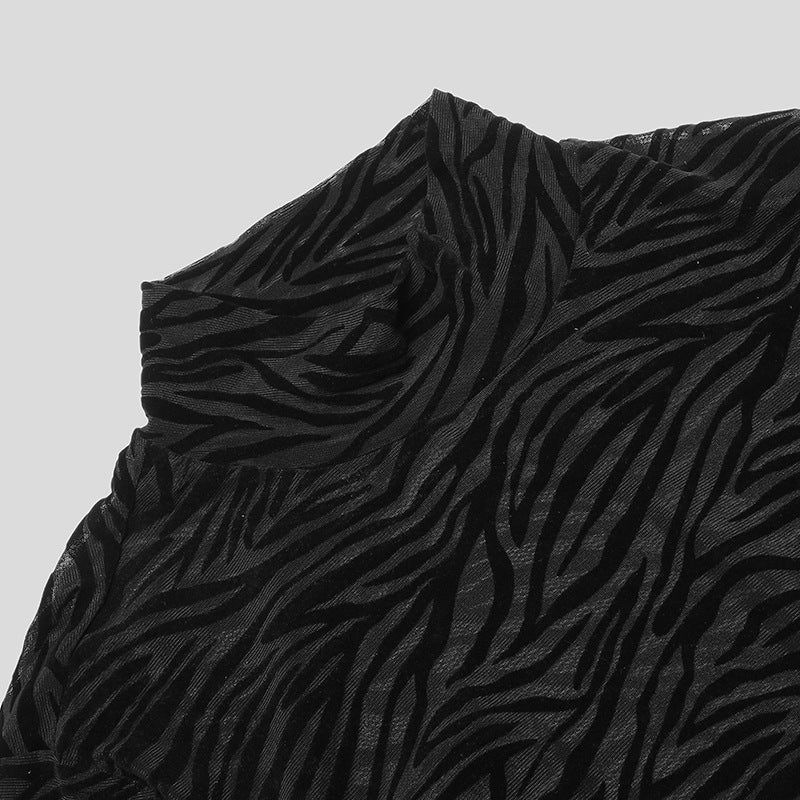 Damen Langarmshirt mit strukturiertem Animal-Print und Stehkragen Aliams