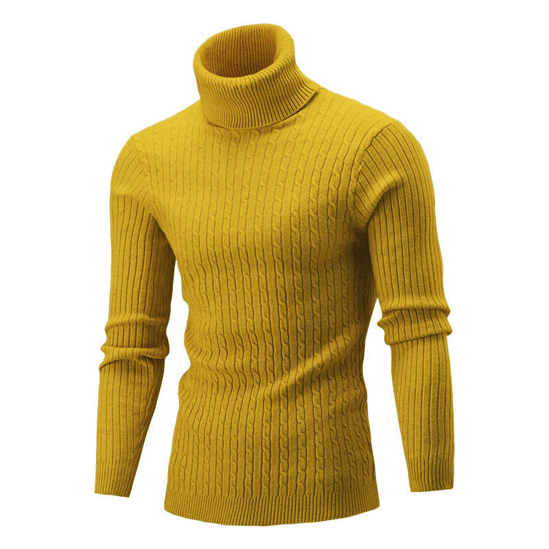 Herren Eleganter Strickpullover mit Stehkragen und feinem Zopfmuster Aliams