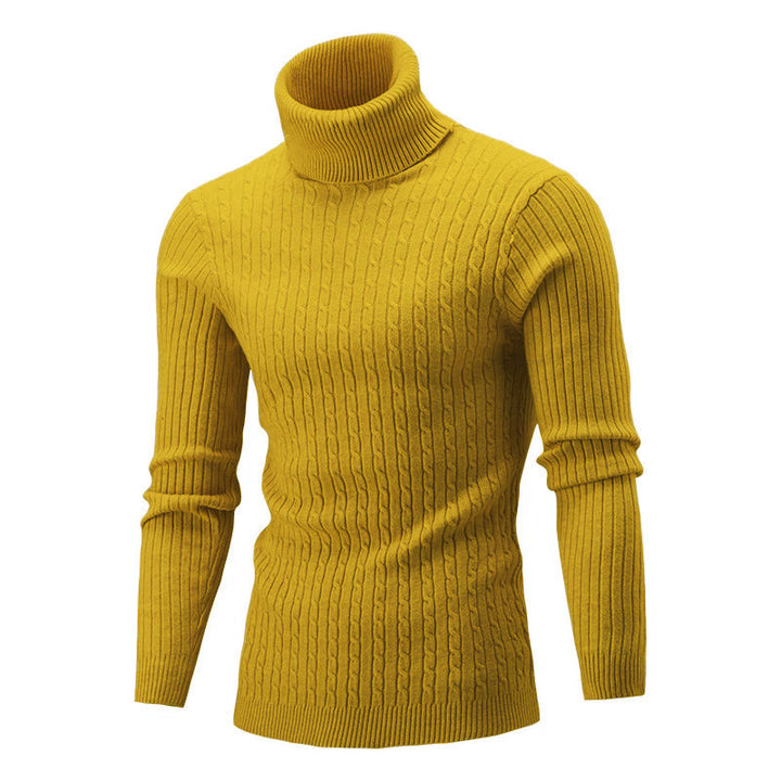 Herren Eleganter Strickpullover mit Stehkragen und feinem Zopfmuster Aliams