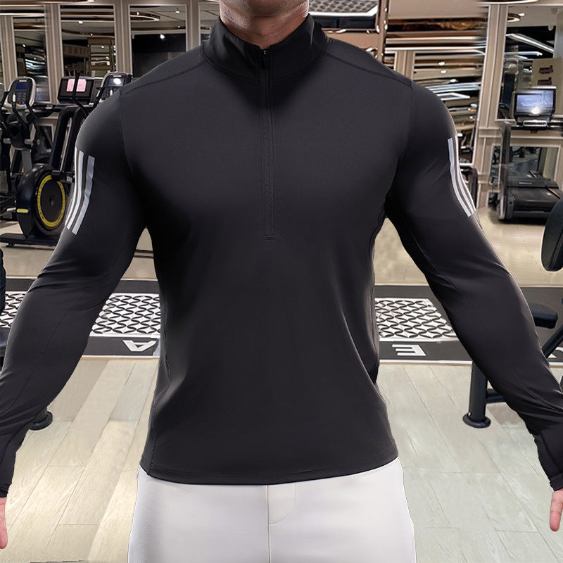 Herren Atmungsaktives Fitness-Oberteil mit kurzem Reißverschluss Aliams