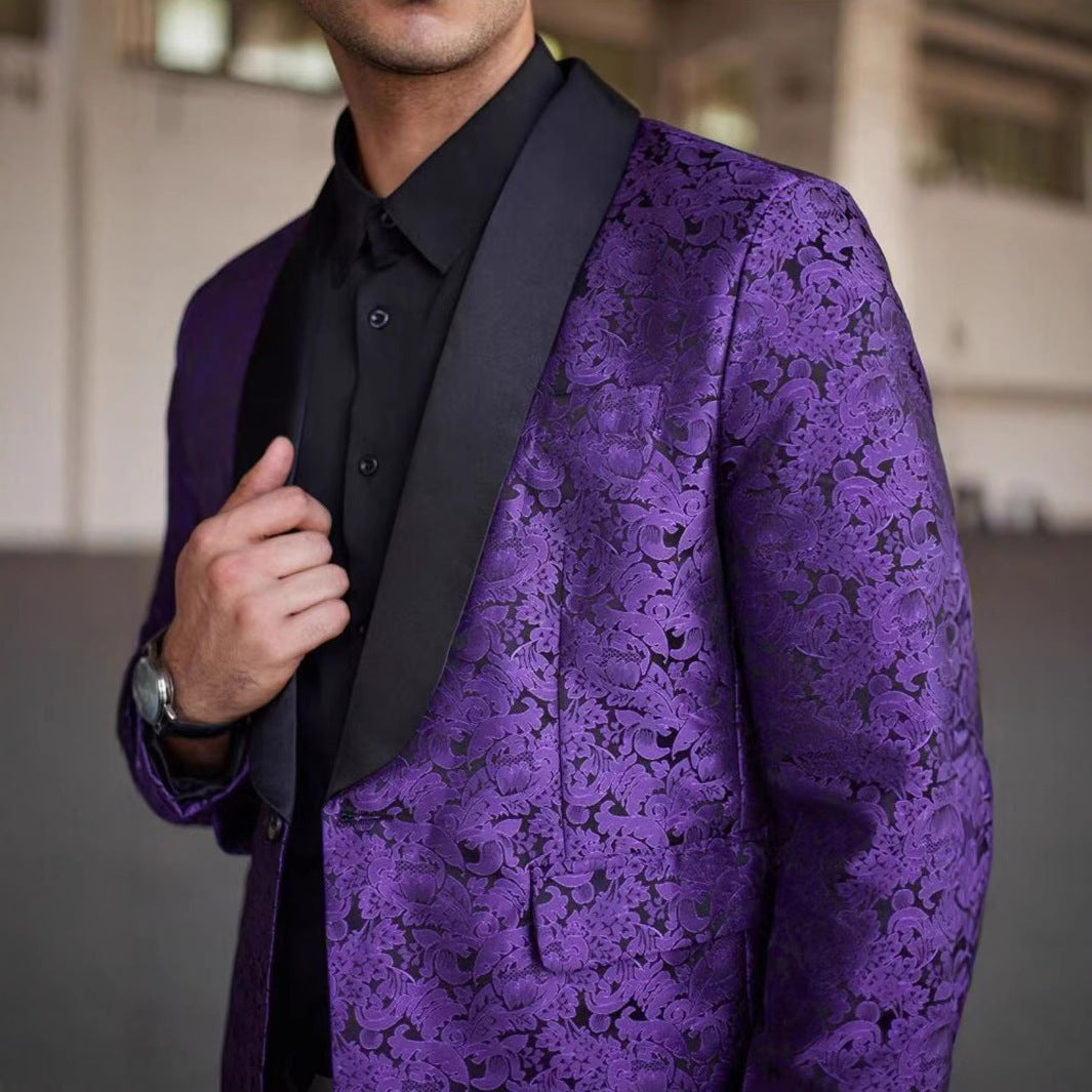 Herren eleganter Paillettenblazer mit floralem Design und schimmernder Oberfläche Aliams