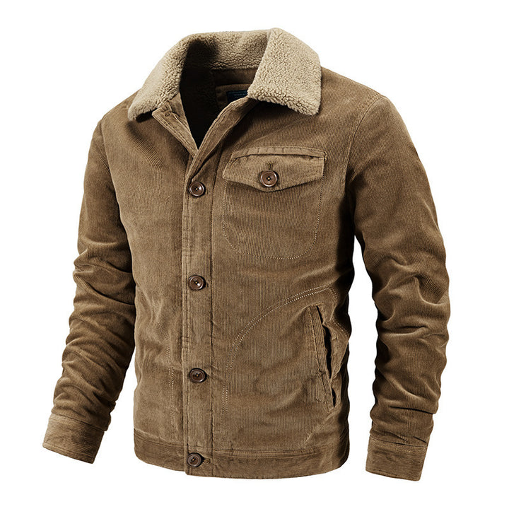 Herren Cordjacke mit kuscheligem Kragen und praktischen Taschen Aliams