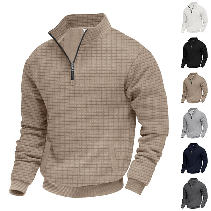 Herren sportlicher Pullover mit halbem Reißverschluss und praktischem Taschendesign Aliams
