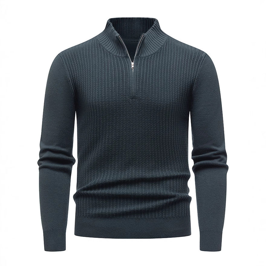 Herren Strickpullover mit modernem Stehkragen und feinem Rippdesign Aliams