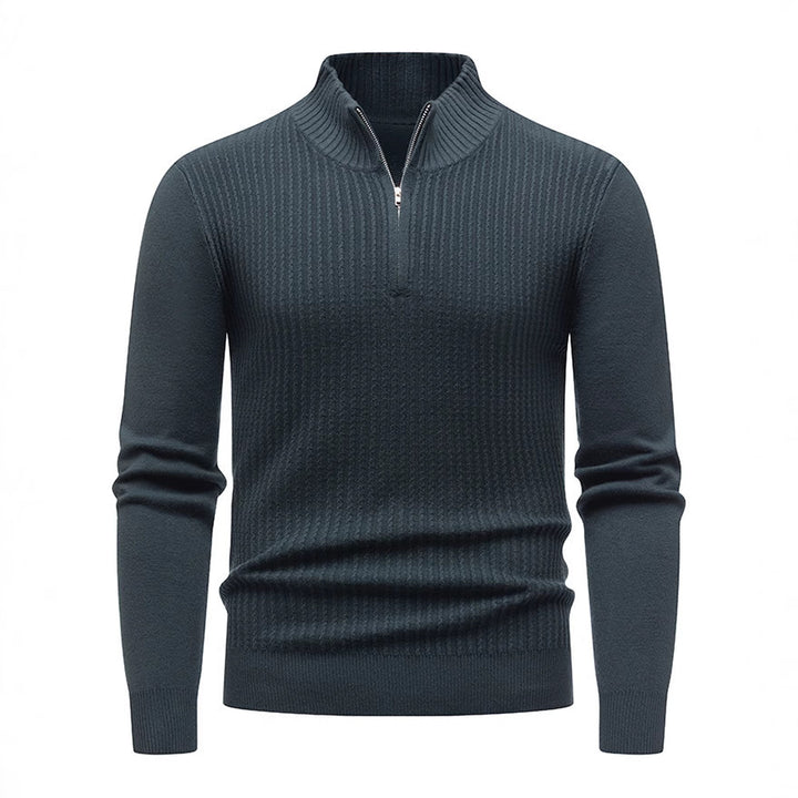 Herren Strickpullover mit modernem Stehkragen und feinem Rippdesign Aliams