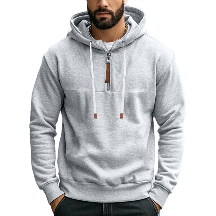 Herren Kapuzenpullover mit halbem Reißverschluss und praktischen Taschen Aliams