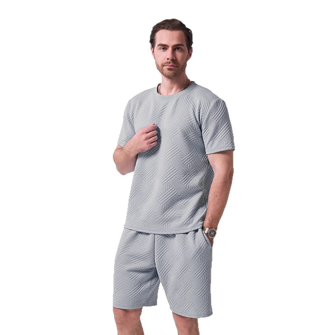 Herren sportliches Freizeit-T-Shirt und Shorts Set mit strukturierter Oberfläche Aliams