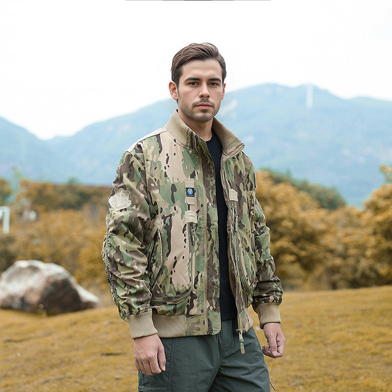 Herren Camouflage-Bomberjacke mit hochdichtem Material und vielseitigen Taschen Aliams