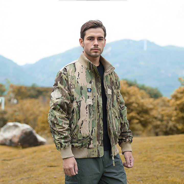 Herren Camouflage-Bomberjacke mit hochdichtem Material und vielseitigen Taschen Aliams