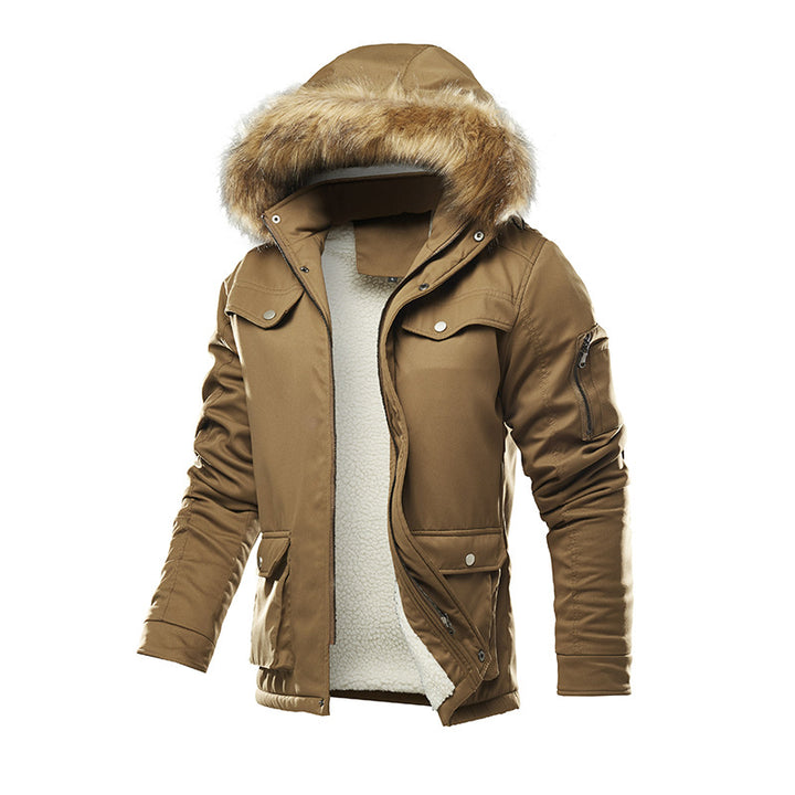 Herren isolierte Winterjacke mit abnehmbarer Kapuze und Futter Aliams