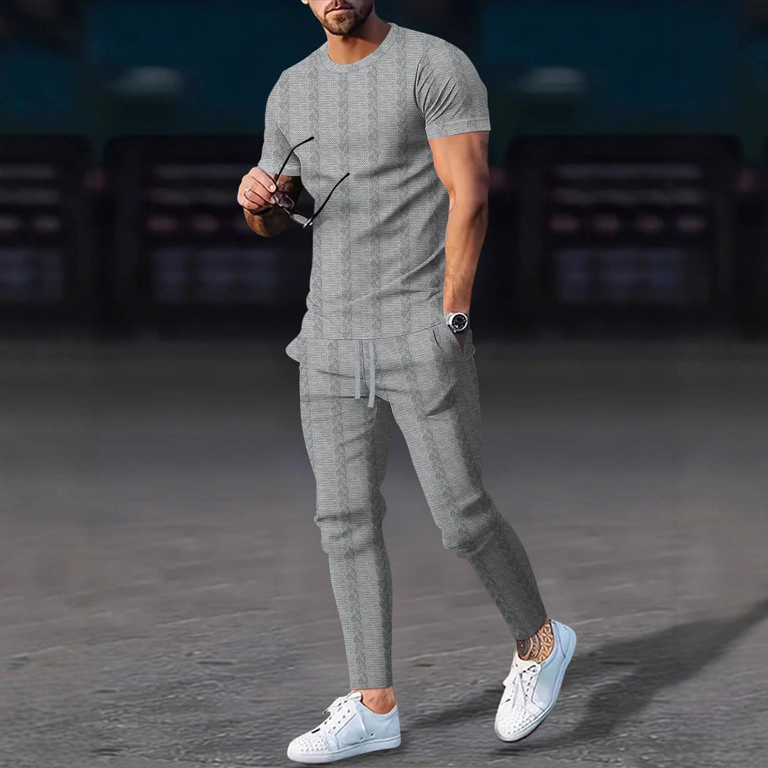 Herren stilvolles Freizeit-Set mit strukturierter Textur Aliams