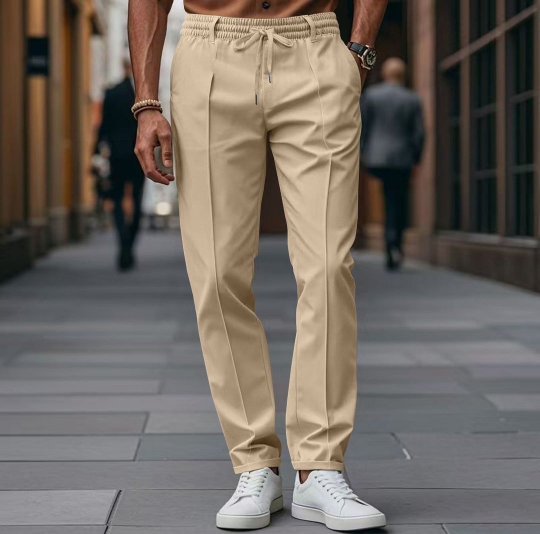 Herren elegante Chinohose mit dehnbarem Bund und seitlichen Taschen Aliams