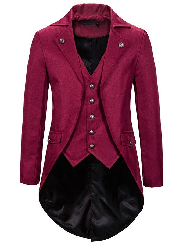 Herren eleganter Anzugmantel mit asymmetrischem Schnitt und feinen Details Aliams