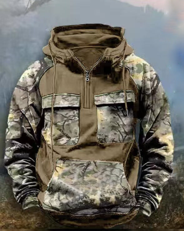 Herren Camouflage Funktionskapuzenpullover Aliams
