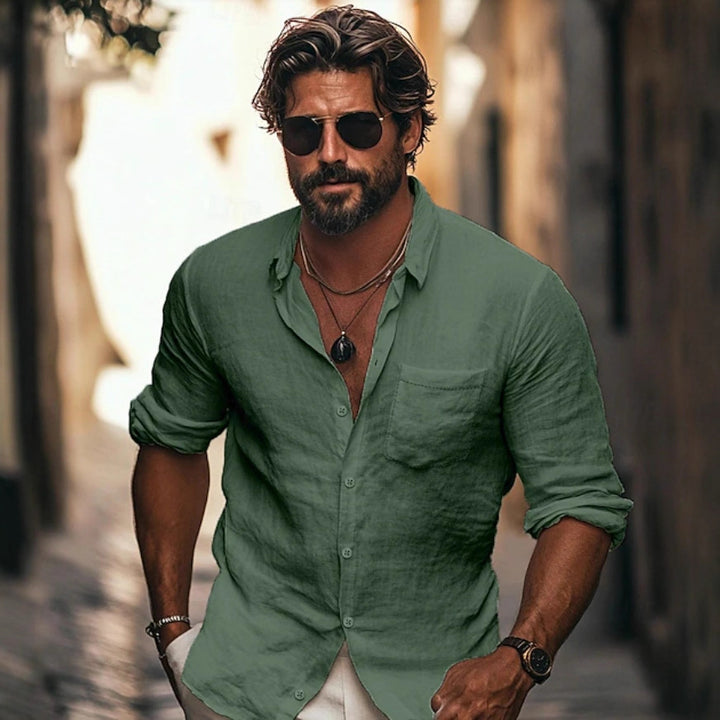 Herren Leichtes Sommertunika Hemd Aliams