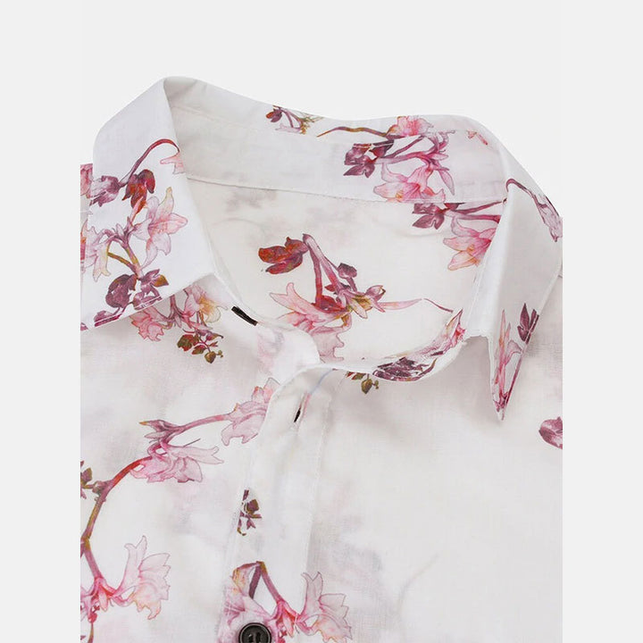 Herren Kurzarm-Hemd mit floralem Muster und hochwertiger Baumwolle Aliams