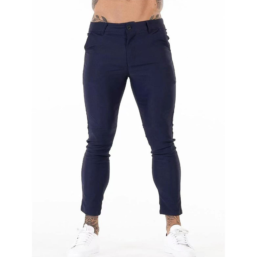 Herren Elegante Slim-Fit Chinos mit elastischem Bund und seitlichen Eingrifftaschen Aliams