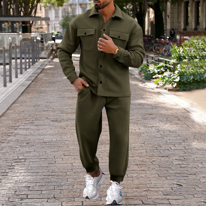 Herren bequeme und stilvolle Loungewear mit oberem Hemd und Jogginghose Aliams