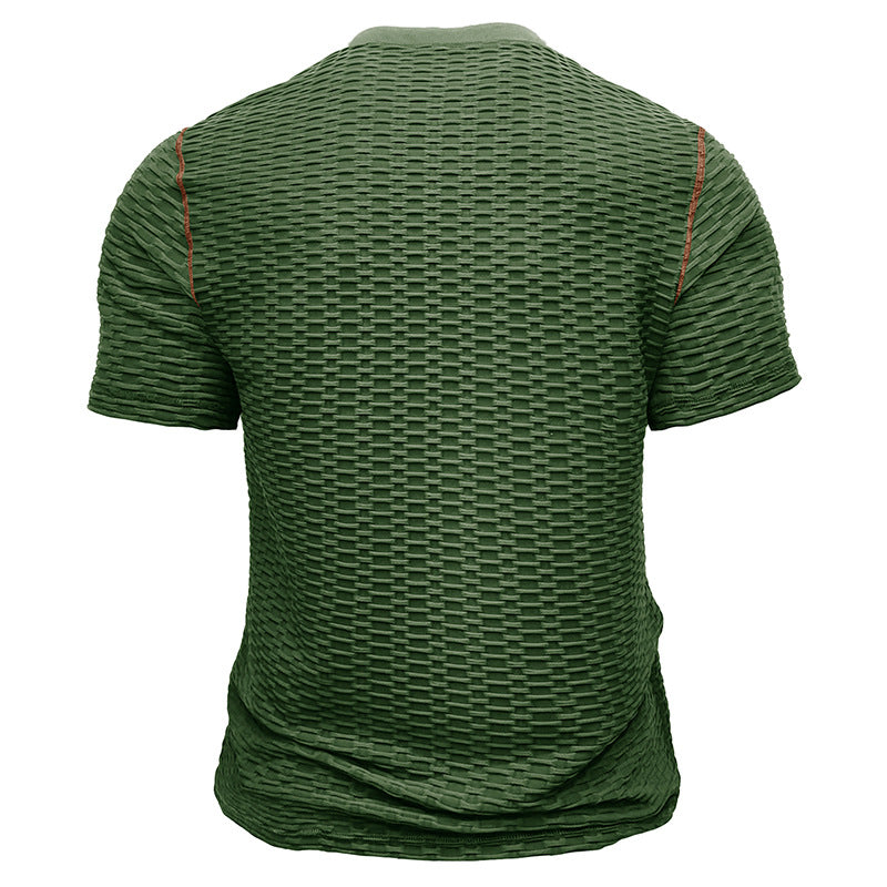 Herren Kurzarm-Henley-T-Shirt mit strukturiertem Design und figurbetonter Passform Aliams