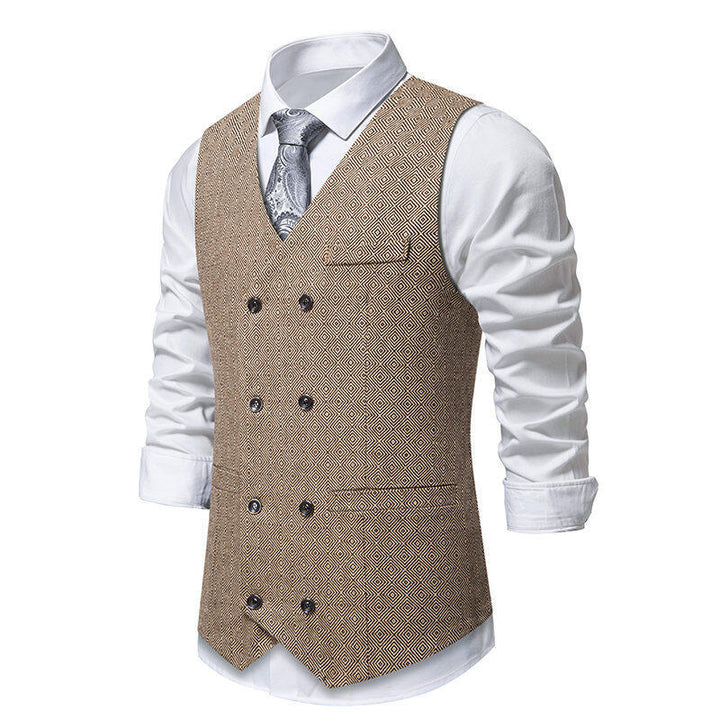 Herren elegante Doppelreiher-Weste mit dekorativem Muster Aliams