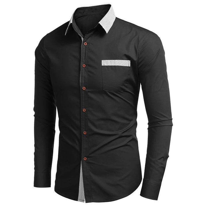 Herren elegantes Langarmhemd mit Kontrastdetails Aliams