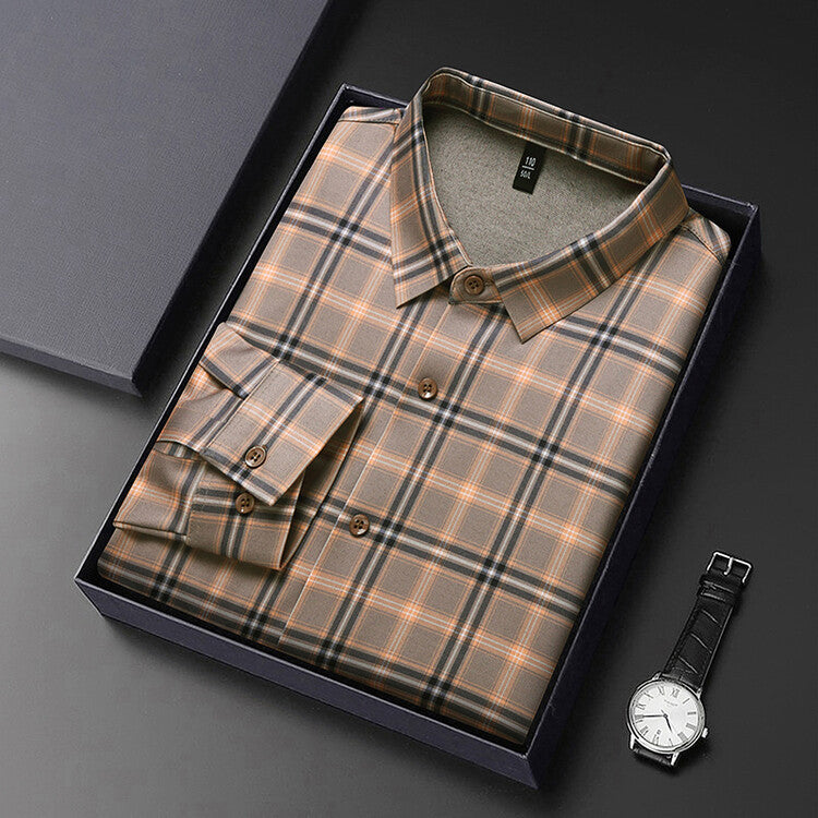 Herren kariertes Langarmhemd aus atmungsaktiver Baumwolle Aliams