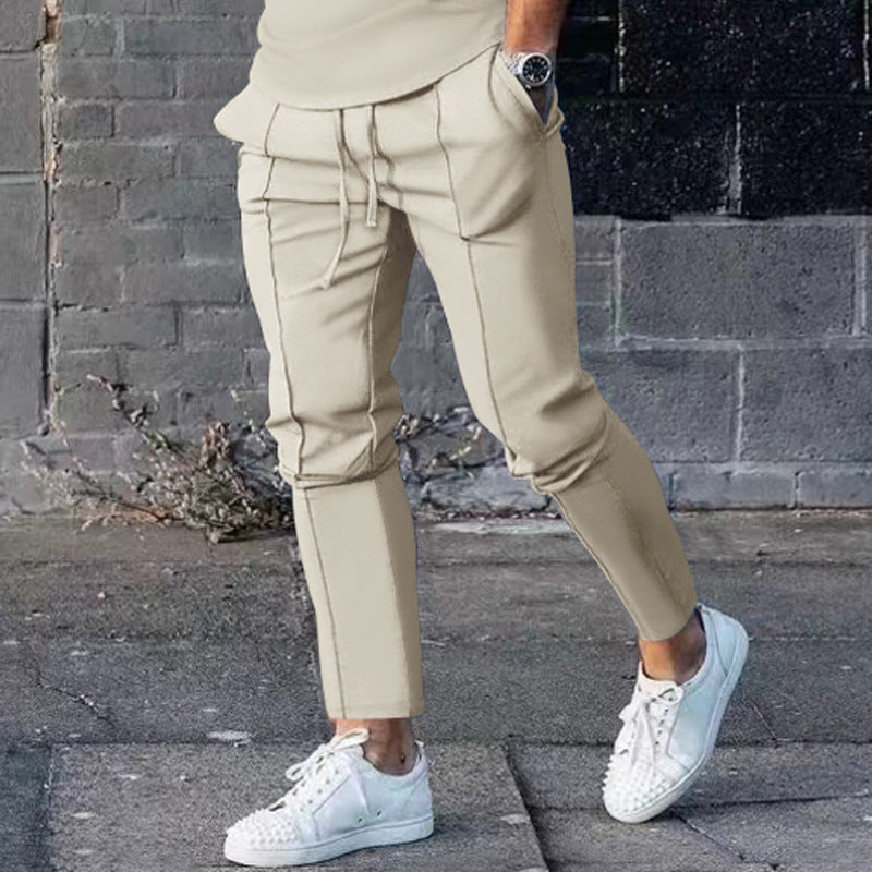 Herren stylische Freizeithose mit verstellbarem Kordelzug und seitlichen Eingrifftaschen Aliams