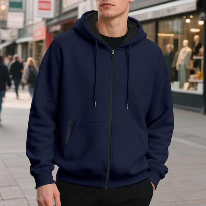 Herren Fleecejacke mit hohem Kragen und praktischen Taschen Aliams