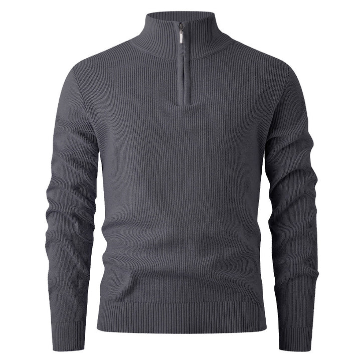 Herren Strickpullover mit modernem Stehkragen und funktionalem Reißverschluss Aliams