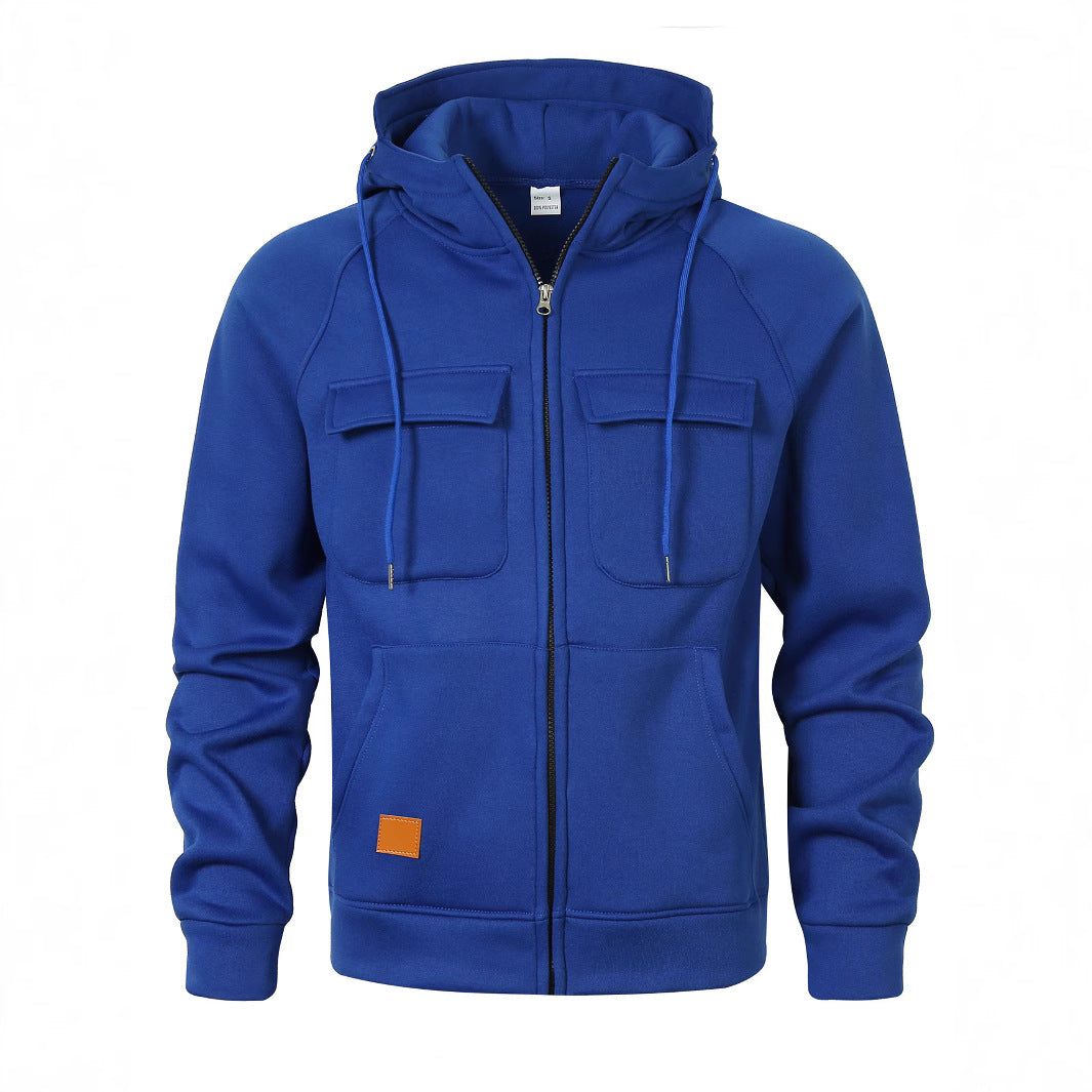 Herren Stylische Kapuzenjacke mit praktischen Taschen und Reißverschluss Aliams