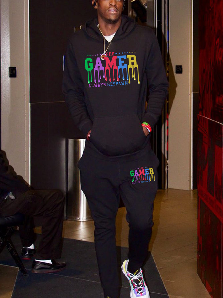 Herren Kapuzenpullover und Jogginghose Set mit farbenfrohem Gamer-Design Aliams